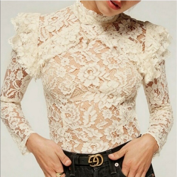 Reformation Tops - Reformation Celestia Lace Ivory Top